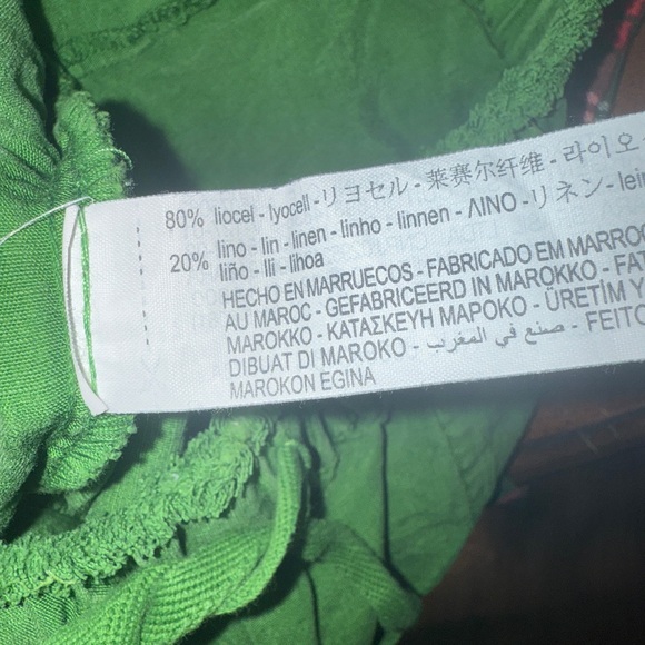 🌿 Zara Linen Blend Slouchy Pants Green Elastic Waist Size L 🌿 - Picture 11 of 13